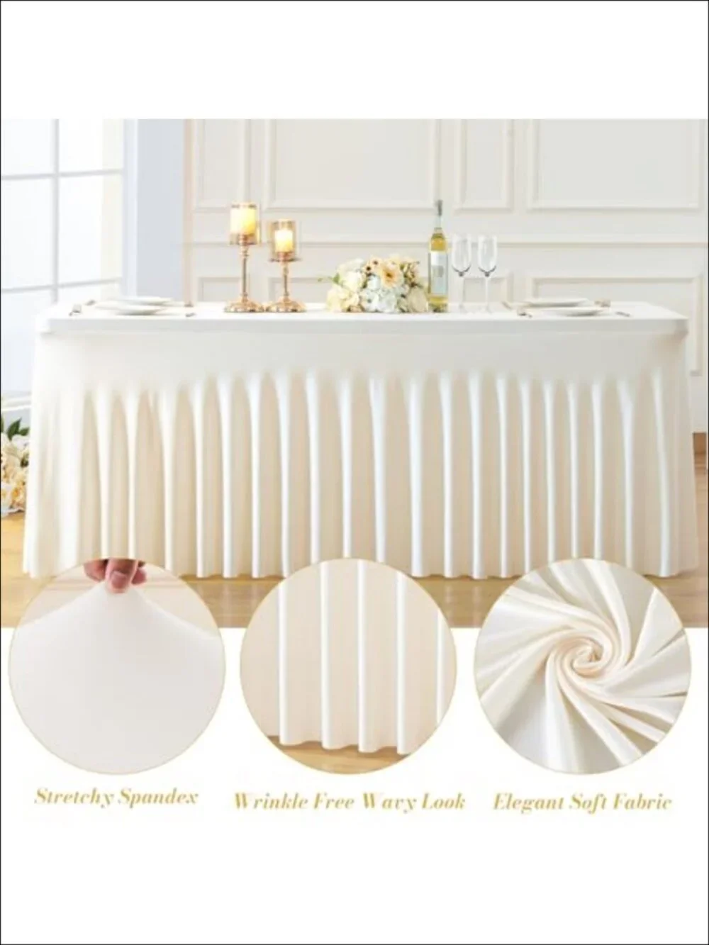 2 Pack Spandex Fitted Tablecloth 6ft Rectangle Stretch Wrinkle Free
